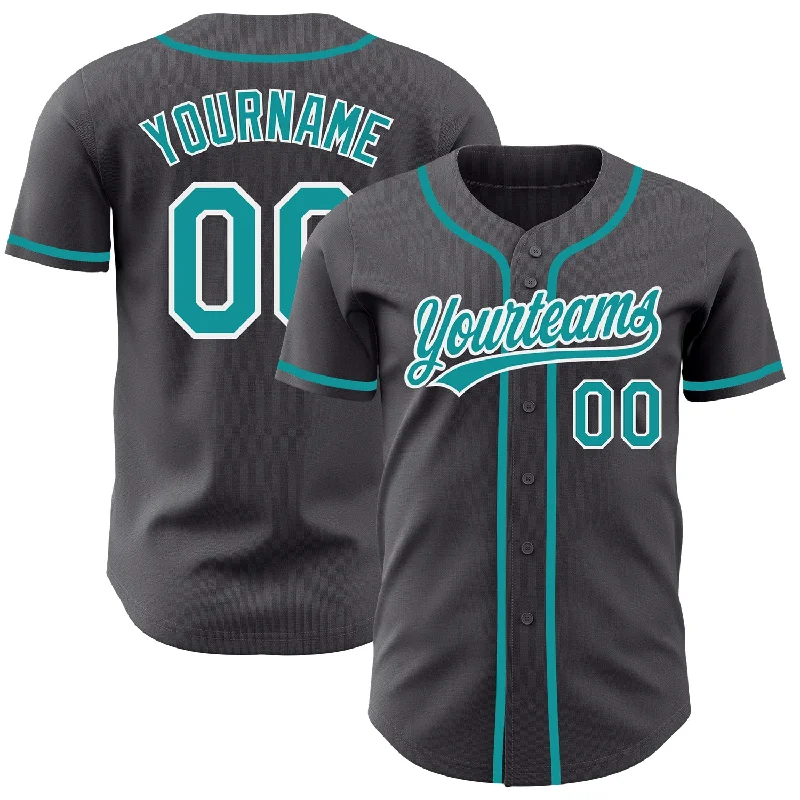 Baseball Jersey For Player And Team Apparel-Custom Steel Gray Teal-White Authentic Baseball Jersey