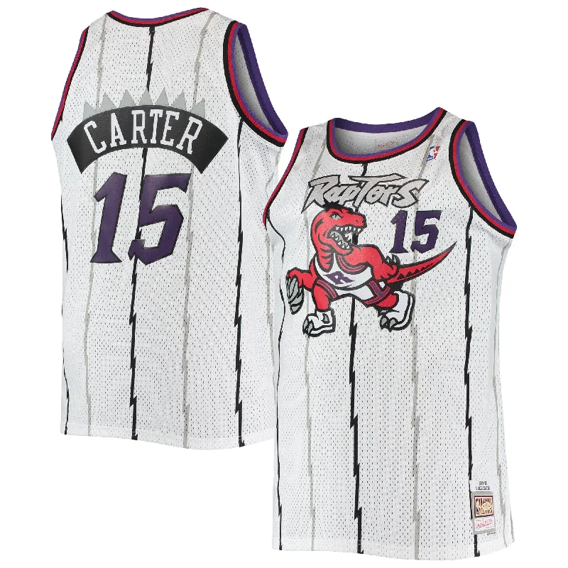 Basketball Jersey With Custom Text-Vince Carter Toronto Raptors 1998/99 Big & Tall Hardwood Classics Swingman Basketball Jersey - White