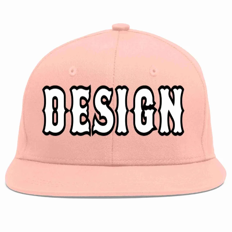 Baseball Cap For Custom Personalized Gear-Custom Pink White-Black Flat Eaves Sport Baseball Cap Design for Men/Women/Youth