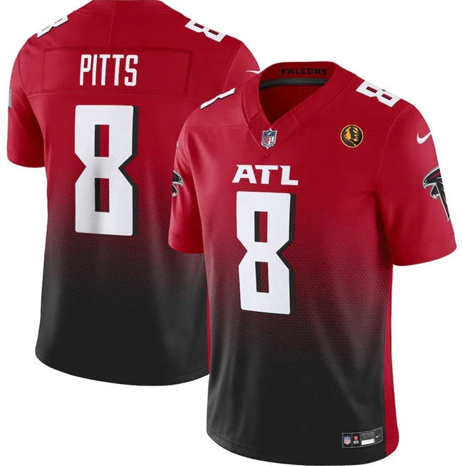 Football Jersey For Team Fundraising-Men's Atlanta Falcons #8 Kyle Pitts Red/Black 2023 F.U.S.E. With John Madden Patch Vapor Limited Football Stitched Jersey