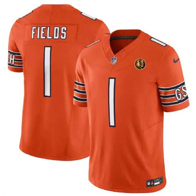 Football Jersey For Professional Merchandise-Men's Chicago Bears #1 Justin Fields Orange 2023 F.U.S.E. With John Madden Patch Vapor Limited Football Stitched Jersey