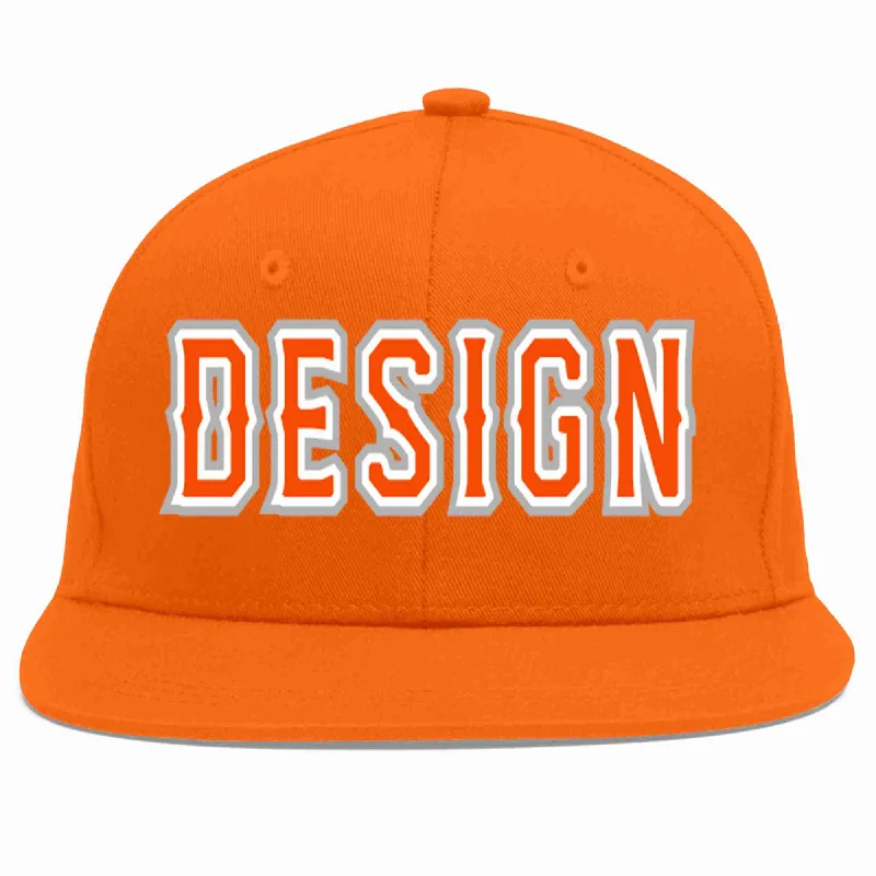 Baseball Cap With Custom Name-Custom Orange Orange-White Flat Eaves Sport Baseball Cap Design for Men/Women/Youth