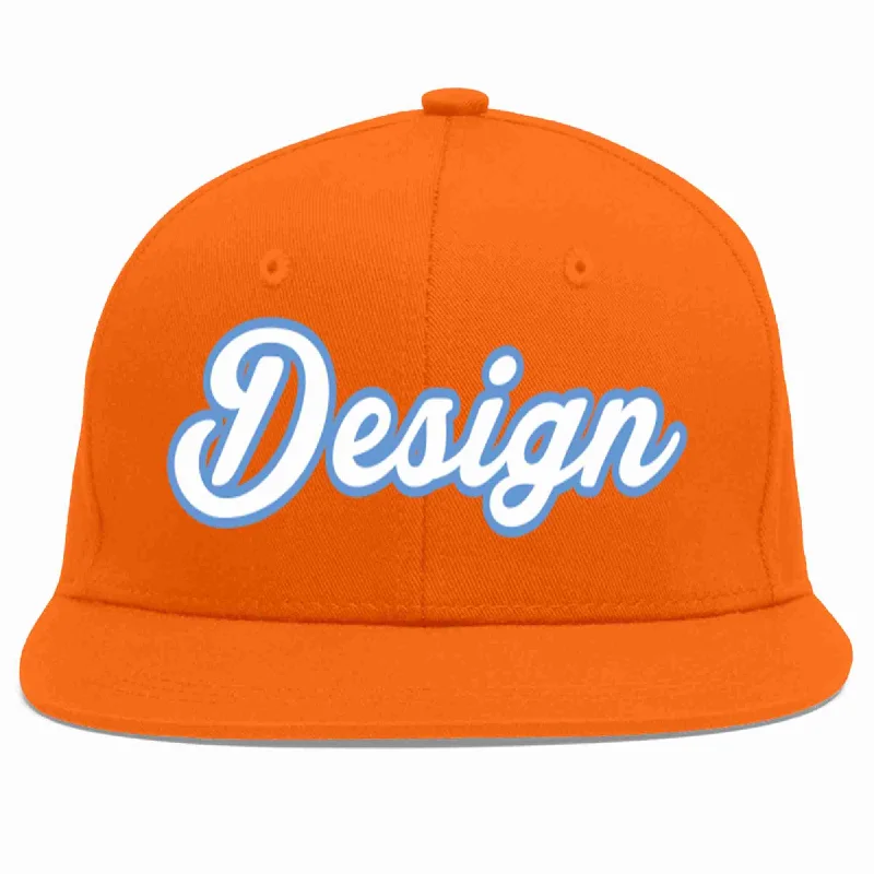 Baseball Cap For Personalized Family Gifts-Custom Orange White-Light Blue Flat Eaves Sport Baseball Cap Design for Men/Women/Youth