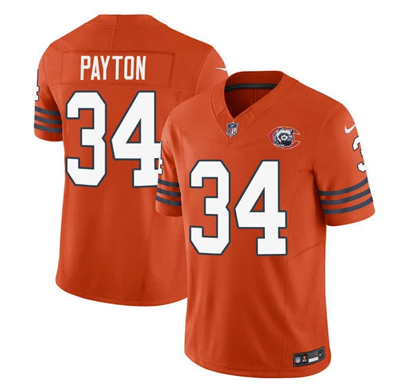 Football Jersey For Promotional Team Sales-Men's Chicago Bears #34 Walter Payton Orange 2023 F.U.S.E. Throwback Limited Football Stitched Game Jersey