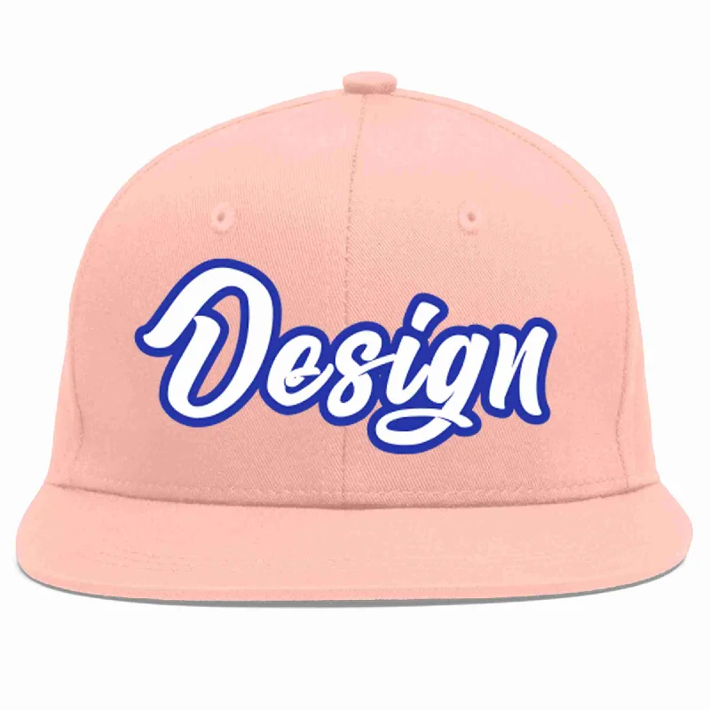 Baseball Cap For Custom School Gear-Custom Pink White-Royal Flat Eaves Sport Baseball Cap Design for Men/Women/Youth