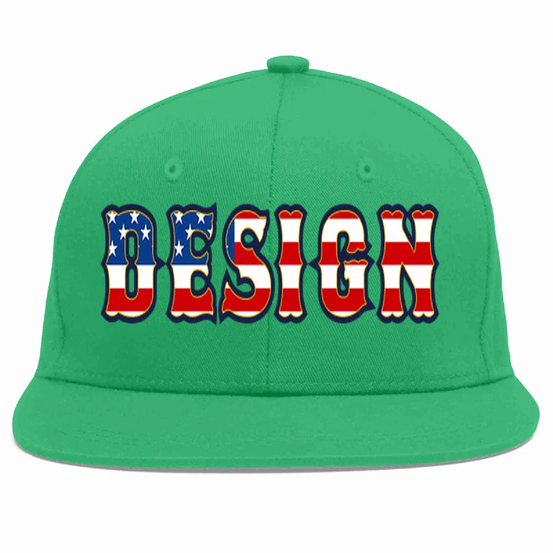 Baseball Cap For Custom Sports Equipment-Custom Teal Vintage USA Flag-Gold Flat Eaves Sport Baseball Cap