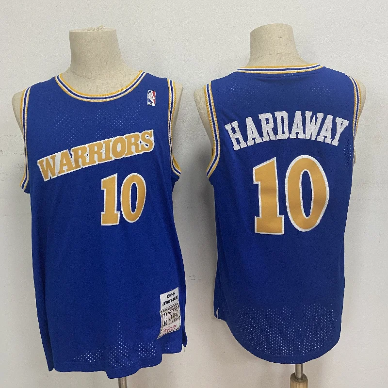 Basketball Jersey For Professional Fan Apparel-Warriors 10 Tim Hardaway Blue 1993-94 Hardwood Classics Basketball Jersey