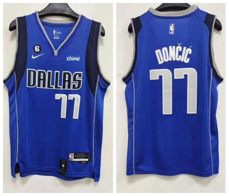 Basketball Jersey For Game Day Orders-Mavericks 77 Luka Doncic Blue 2022-23 Swingman Basketball Jersey