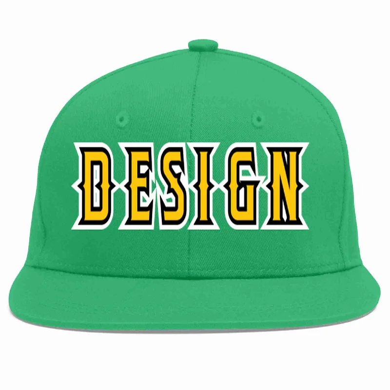 Baseball Cap For High-Quality Fan Gear-Custom Teal Gold-Black Flat Eaves Sport Baseball Cap