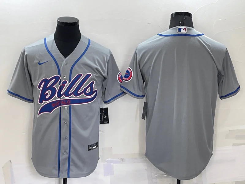 Baseball Jersey For Promotional Team Sales-Men's Buffalo Bills Blank Grey Stitched Cool Base Baseball Jersey