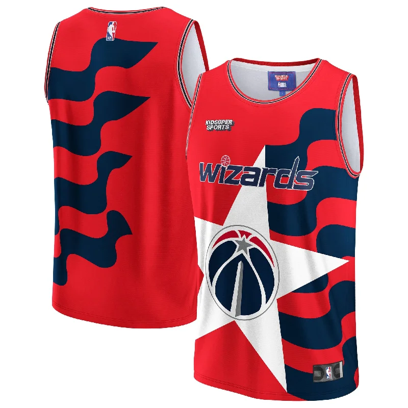 Basketball Jersey For High-Quality Team Merchandise-Washington Wizards & Youthsuper Studios By Unisex Hometown Basketball Jersey - Red