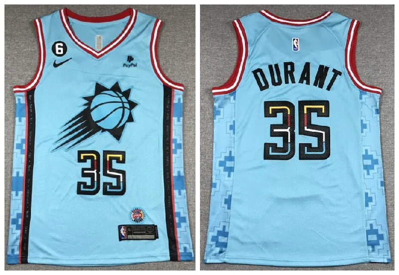 Basketball Jersey For Fan Apparel Customization-Suns 35 Kevin Durant Blue City Edition Swingman Basketball Jersey