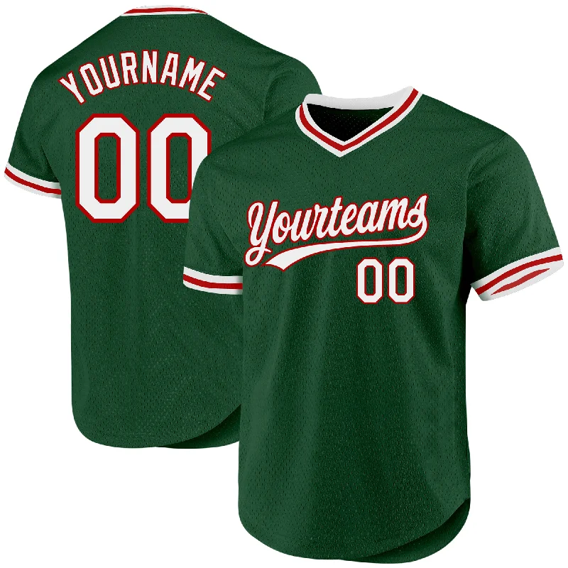 Baseball Jersey For Limited-Time Offers-Custom Green White-Red Authentic Throwback Baseball Jersey