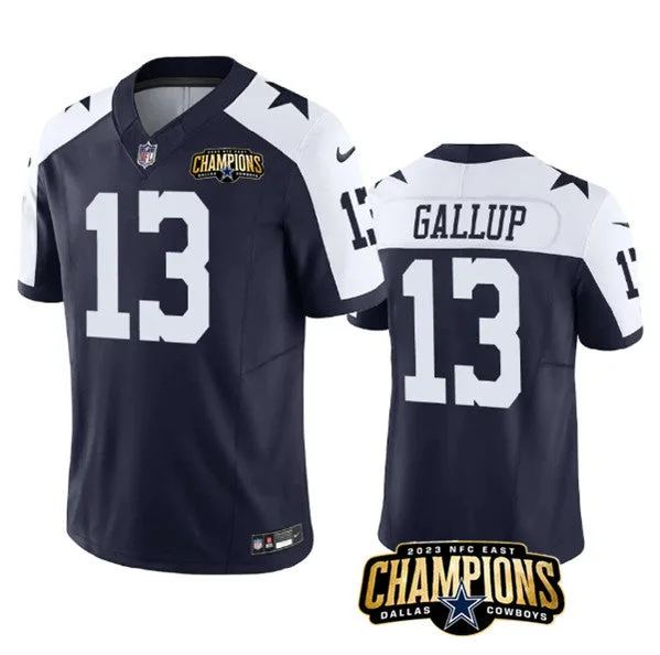 Football Jersey For Professional Game Merchandise-Men's Dallas Cowboys #13 Michael Gallup Navy/White 2023 F.U.S.E. NFC East Champions Patch Football Stitched Jersey