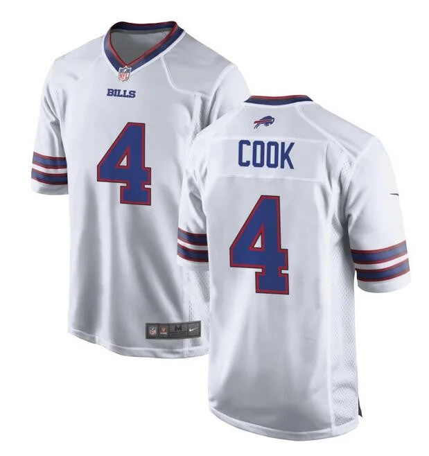 Football Jersey For Custom Event Team Orders-Men's Buffalo Bills #4 James Cook White Football Stitched Game Jersey