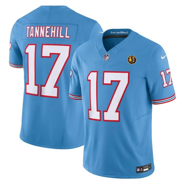 Football Jersey For Personalized High School Gear-Men's Tennessee Titans #17 Ryan Tannehill Blue 2023 F.U.S.E. Throwback With John Madden Patch Vapor Limited Football Stitched Jersey