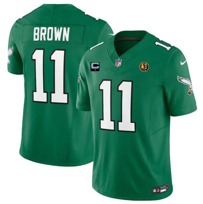 Football Jersey For Group Customization-Men's Philadelphia Eagles #11 A. J. Brown Green 2023 F.U.S.E. Throwback With 1-star C Patch And John Madden Patch Vapor Limited Football Stitched Jersey