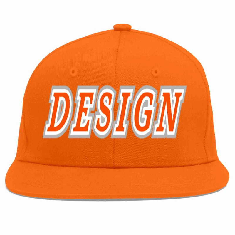 Baseball Cap For Gift And Merchandise Orders-Custom Orange Orange-White Flat Eaves Sport Baseball Cap Design for Men/Women/Youth