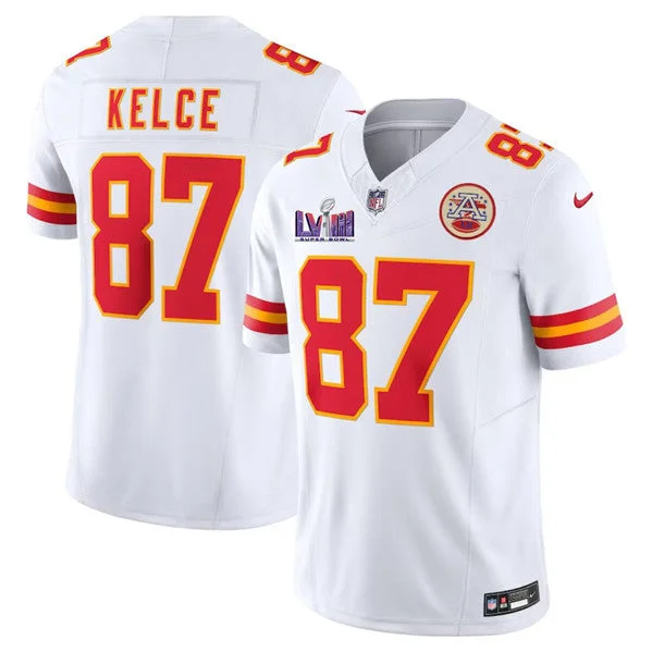 Football Jersey For Official League Merchandise-Men’s Kansas City Chiefs #87 Travis Kelce White F.U.S.E. Super Bowl LVIII Patch Vapor Untouchable Limited Football Stitched Jersey