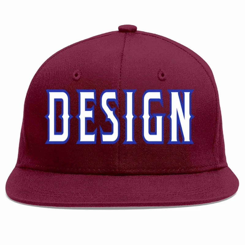 Baseball Cap For Special Edition Fan Gear-Custom Crimson White-Royal Flat Eaves Sport Baseball Cap Design for Men/Women/Youth