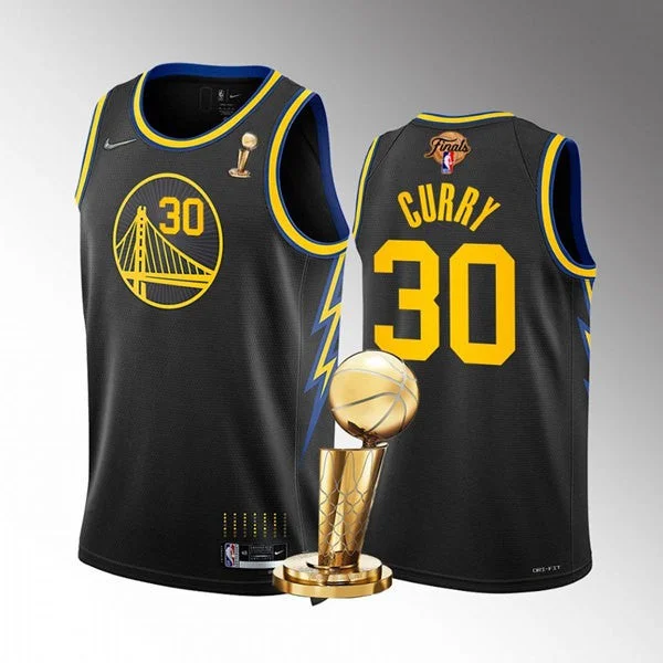 Basketball Jersey For Exclusive Tournament Merchandise-Warriors 30 Stephen Curry Black 2022 Finals Champions Swingman Basketball Jersey