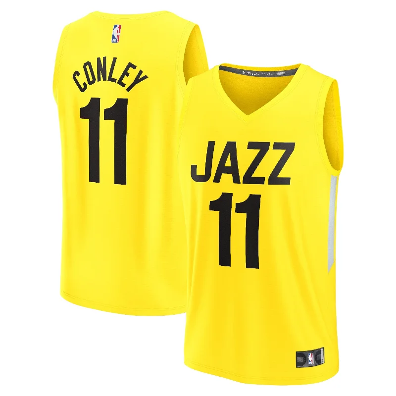 Basketball Jersey For College Fan Gear-Mike Conley Utah Jazz Branded Fast Break Basketball Jersey - Icon Edition - Yellow