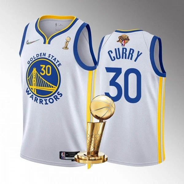 Basketball Jersey For Custom Event Apparel-Warriors 30 Stephen Curry White 2022 Finals Champions Swingman Basketball Jersey