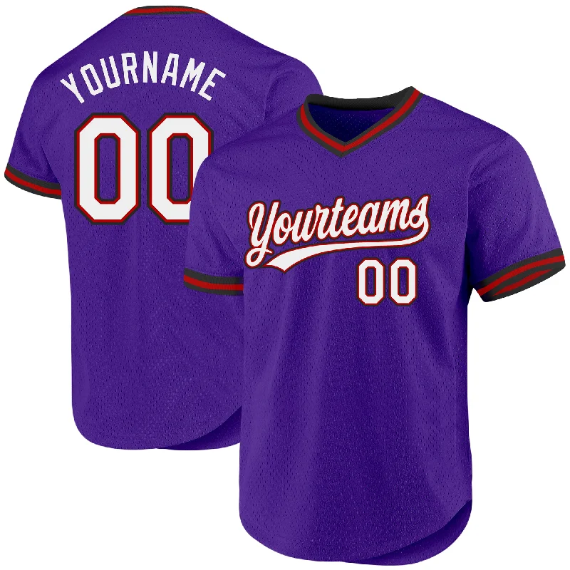 Baseball Jersey For Tournament Fan Gear-Custom Purple Red-Black Authentic Throwback Baseball Jersey