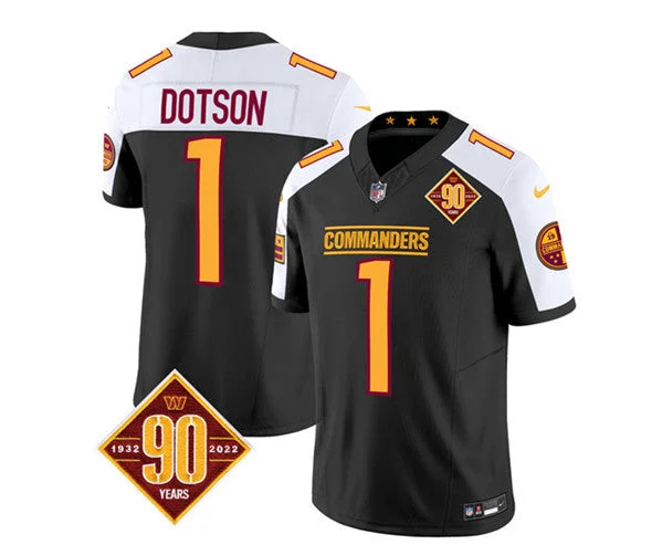 Football Jersey For Official Team Customization-Men's Washington Commanders #1 Jahan Dotson Black/White 2023 F.U.S.E. 90th Anniversary Vapor Limited Football Stitched Jersey