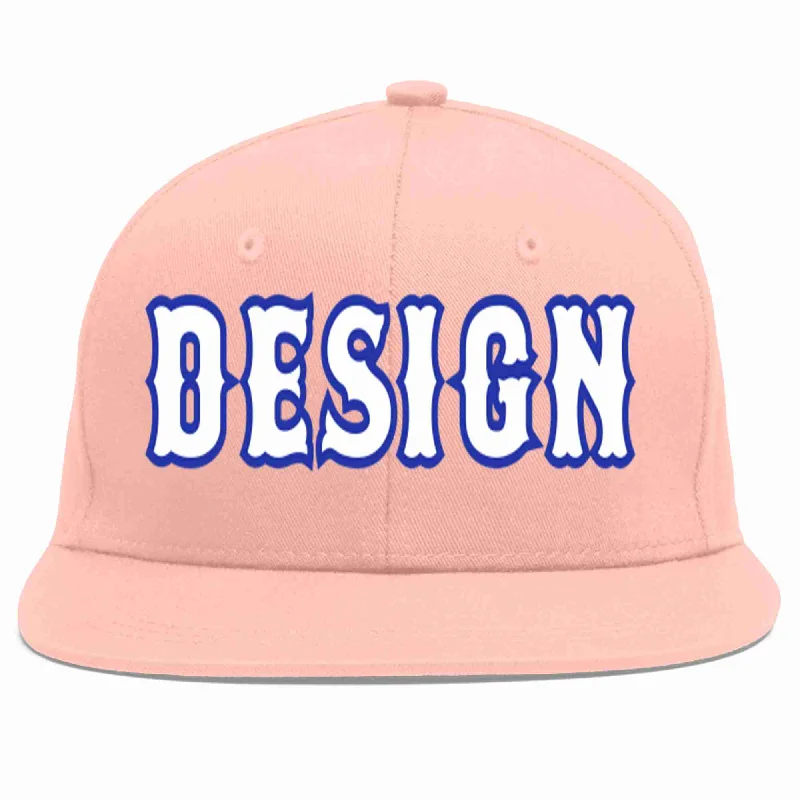 Baseball Cap For Custom Baseball Fan Apparel-Custom Pink White-Royal Flat Eaves Sport Baseball Cap Design for Men/Women/Youth