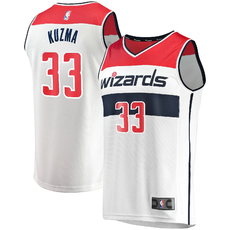 Basketball Jersey For Professional Fan Customization-Kyle Kuzma Washington Wizards Branded Fast Break Basketball Jersey - Association Edition - White