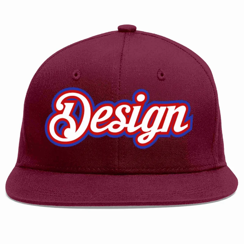 Baseball Cap For Custom Order Fan Gear-Custom Crimson White-Red Flat Eaves Sport Baseball Cap Design for Men/Women/Youth