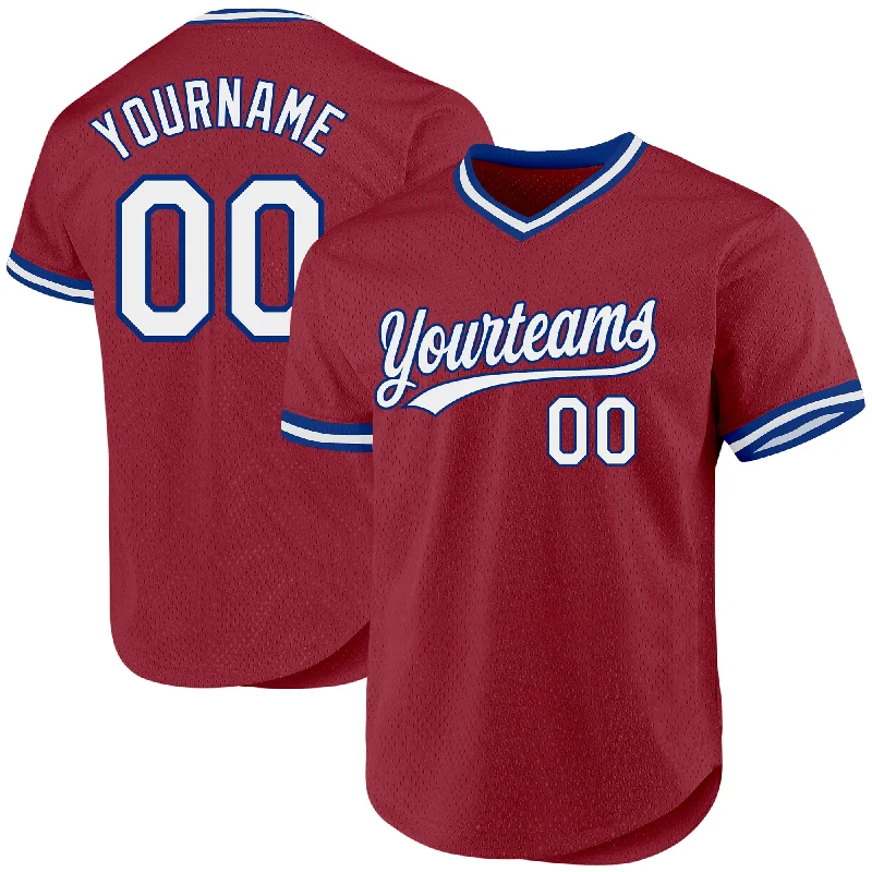 Baseball Jersey For College Event Customization-Custom Maroon White-Royal Authentic Throwback Baseball Jersey