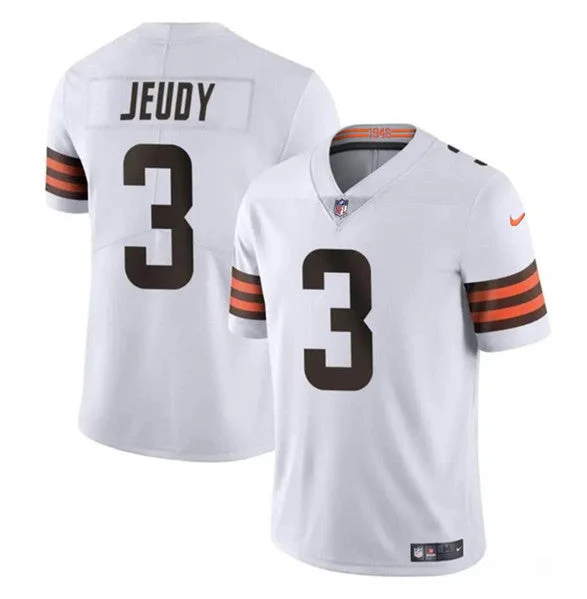 Football Jersey For College Teams-Men's Cleveland Browns #3 Jerry Jeudy White Vapor Limited Football Stitched Jersey