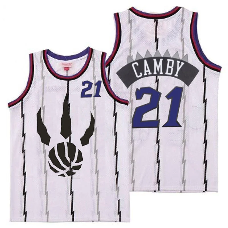 Basketball Jersey For Player Recognition-Raptors 21 Marcus Camby White Throwback Basketball Jersey