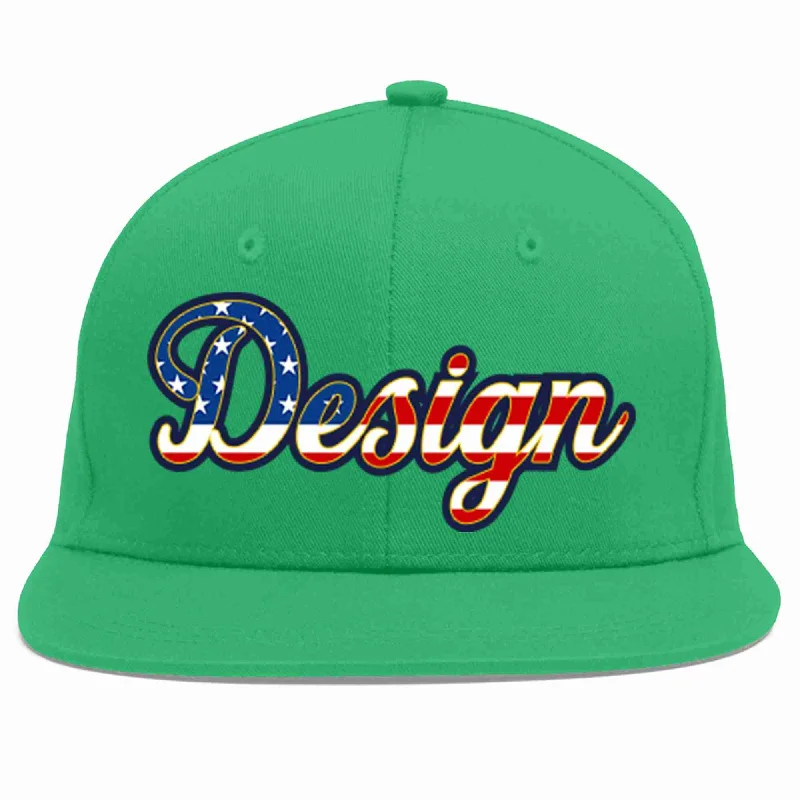 Baseball Cap For Game Day Team Gear-Custom Teal Vintage USA Flag-Gold Flat Eaves Sport Baseball Cap