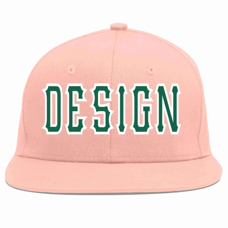 Baseball Cap For Exclusive Fan Gear-Custom Pink Kelly Green-White Flat Eaves Sport Baseball Cap Design for Men/Women/Youth