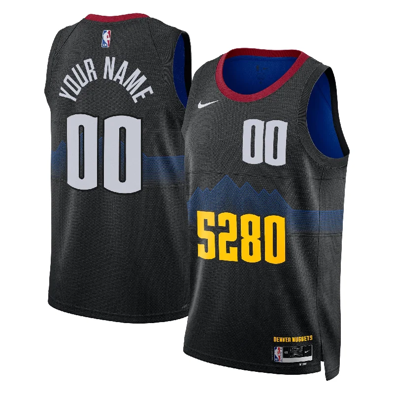 Basketball Jersey With Embroidered Team Names-Denver Nuggets Unisex 2023/24 Custom Swingman Basketball Jersey - Black - City Edition