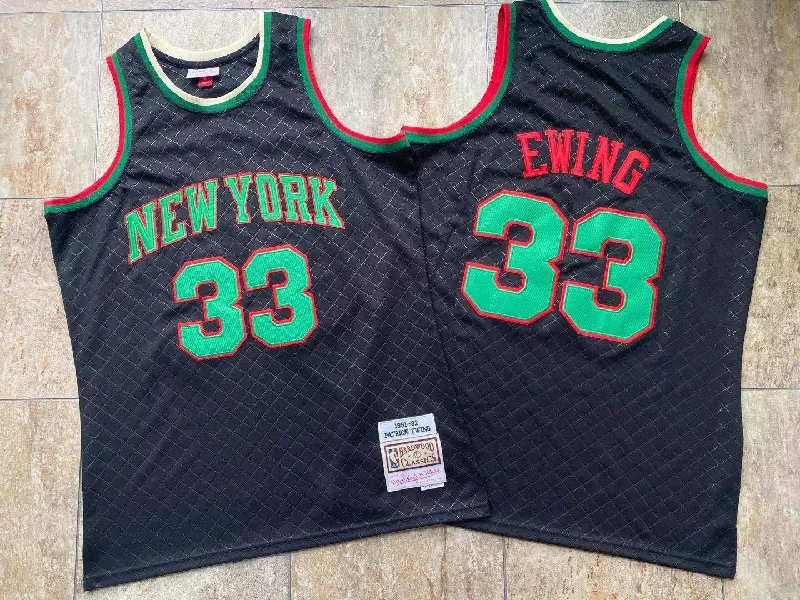 Basketball Jersey For Personalized Game Day Gear-Knicks 33 Patrick Ewing Black 1991-92 Hardwood Classics Basketball Jersey