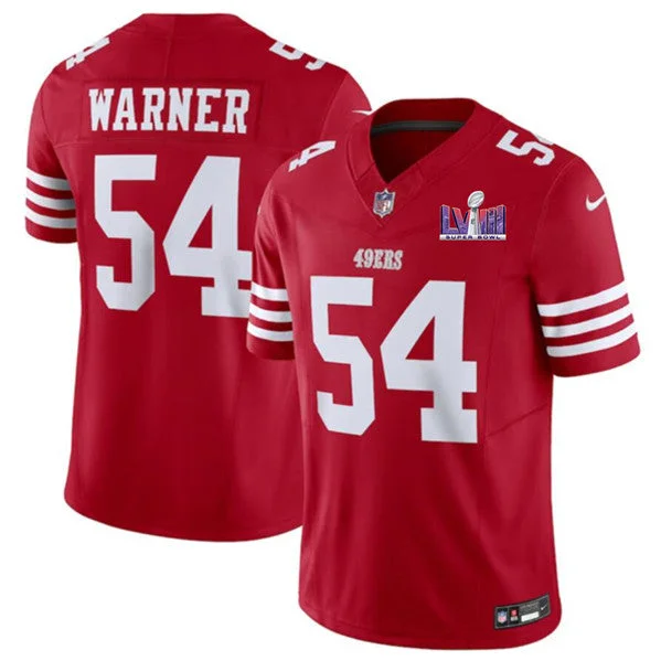 Football Jersey For Event And Tournament Gear-Men's San Francisco 49ers #54 Fred Warner Red 2023 F.U.S.E. NFC West Champions Patch Football Stitched Jersey