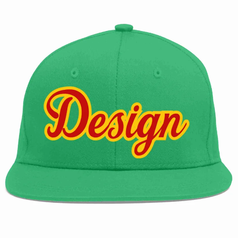 Baseball Cap For Softball Fan Customization-Custom Teal Red-Yellow Flat Eaves Sport Baseball Cap