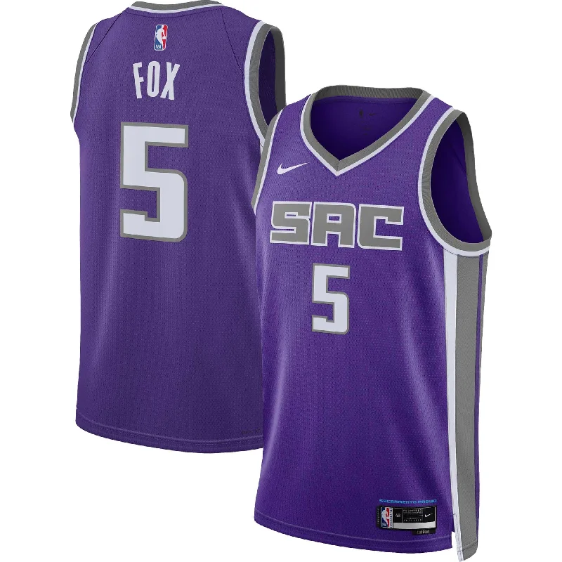 Basketball Jersey For Fan Club Custom Gear-De'aaron Fox Sacramento Kings Unisex Swingman Basketball Jersey - Icon Edition - Purple