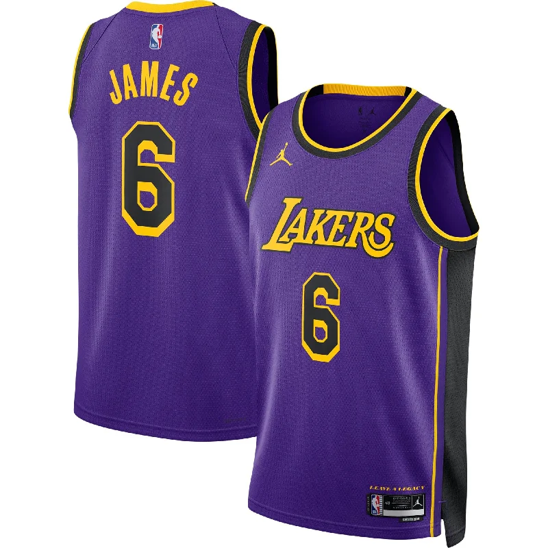 Basketball Jersey For Custom Apparel Fundraisers-Lebron James Los Angeles Lakers Jordan Brand Unisex Swingman Basketball Jersey - Statement Edition - Purple