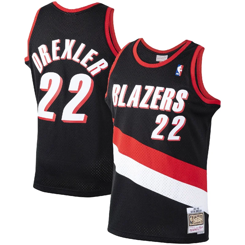 Basketball Jersey For Official Team Customization-Clyde Drexler Portland Trail Blazers 1991/92 Hardwood Classics Swingman Basketball Jersey - Black