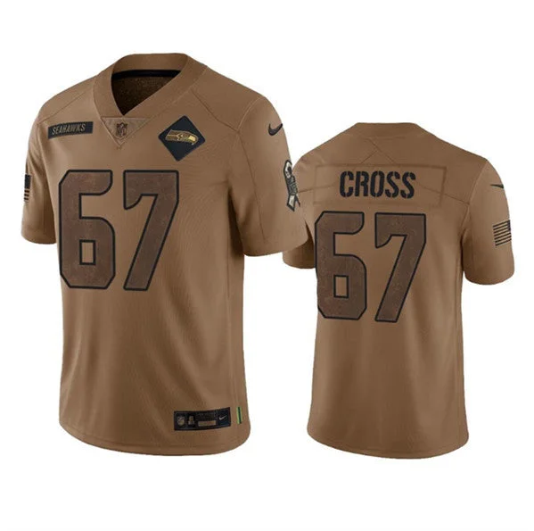 Football Jersey For Event Apparel Customization-Men's Seattle Seahawks #67 Charles Cross 2023 Brown Salute To Service Limited Football Stitched Jersey