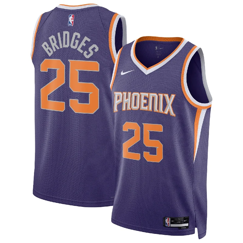 Basketball Jersey For Basketball Team Fan Gear-Mikal Bridges Phoenix Suns Unisex Swingman Basketball Jersey - Icon Edition - Purple