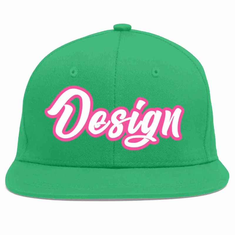 Baseball Cap For Special Team Orders-Custom Teal White-Pink Flat Eaves Sport Baseball Cap