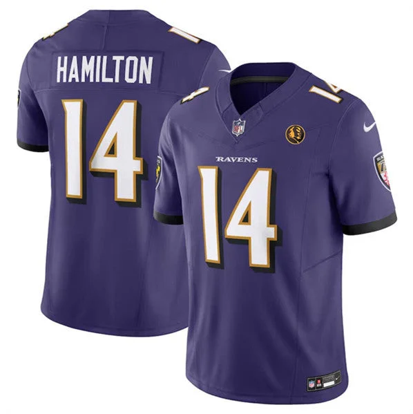 Football Jersey For Personalized School Event Gear-Men's Baltimore Ravens #14 Kyle Hamilton Purple 2023 F.U.S.E. With John Madden Patch Vapor Limited Football Stitched Jersey