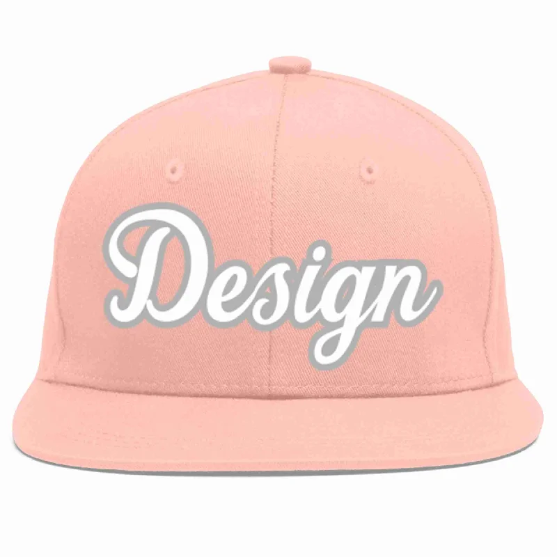 Baseball Cap For Event Merchandise-Custom Pink White-Gray Flat Eaves Sport Baseball Cap Design for Men/Women/Youth