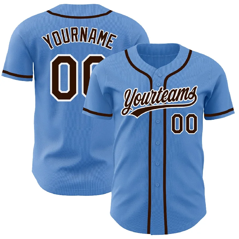 Baseball Jersey For Special Events-Custom Powder Blue Brown-White Authentic Baseball Jersey